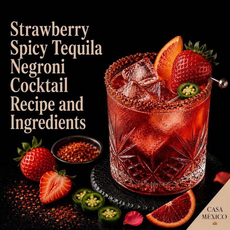 Strawberry Spicy Tequila Negroni Cocktail Recipe and Ingredients
